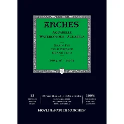 Arches akvarellblock GF, CP, A3 – 297×420 mm, 12 ark, 300 g/m²