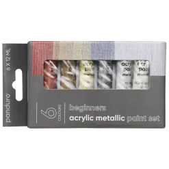 Beginners Acrylic Paint Metallic, akrylfärger för nybörjare 6×12 ml