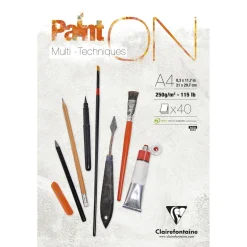 Clairefontaine Paint ON Multi Techniques block A4 (210×297 mm), 30 vita ark, 250 g/m²