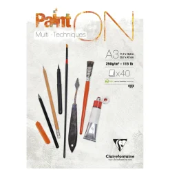 Clairefontaine Paint ON Multi Techniques block A3 (297×420 mm), 30 vita ark, 250 g/m²