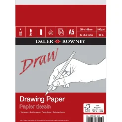 Daler-Rowney Drawing Paper ritblock A5 (148×210 mm), 50 ark, 160 g/m²