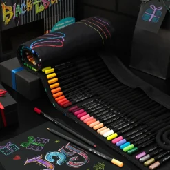 Faber-Castell Black Edition vaxbaserade färgpennor 72-pack + hoprullbart pennfodral