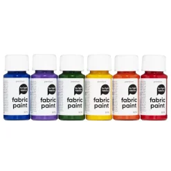 Fabric Paint Rainbow set 6×50 ml, textilfärger i basfärger för ljust tyg