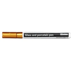 Glas & porslinspenna guld, 2 mm spets