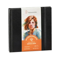 Hahnemühle akvarellblock Deckle Edge, 100% bomull, 30 ark, 14×14 cm, 250 g/m²