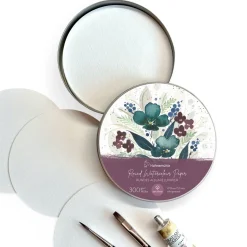 Hahnemühle runda akvarellark av 100% bomull, Ø13 cm, 30 ark, 300 g/m²