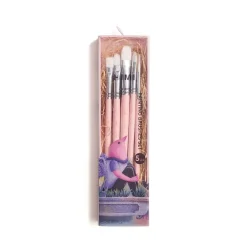 HIMI Gouache Brush 5-pack Pink Bird – 5 rosa penslar – 3 filbert, 1 rund och 1 flat