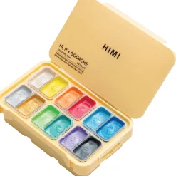 HIMI Gouache Twin Cup Metallic, 12 glänsande jelly gouache-färger
