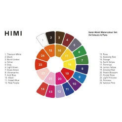 Himi Watercolour Kit, 24 akvarellfärger & 1 pensel