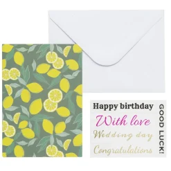 Kortkit A5 (105×148 mm) med kuvert & stickers – Citron