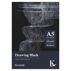 Kreatima Drawing Black ritblock A5 (148x210 mm), 30 svarta ark, 170 g/m²