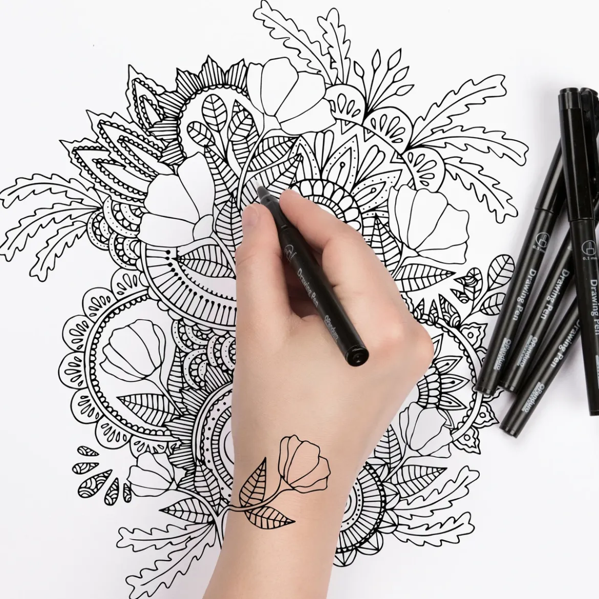 Kreatima Drawing Pen, fineliner med svart bläck 0,2 mm spets