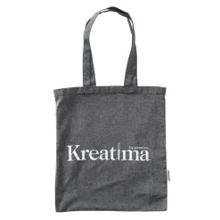 Kreatima tygkasse i gråsvart melerat tyg, 37×41 cm – 100% återvunnet material