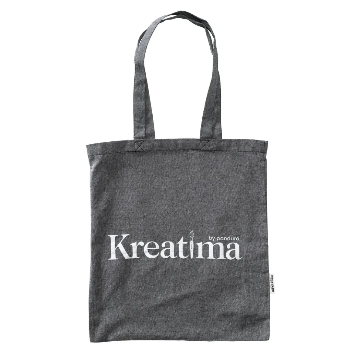 Kreatima tygkasse i gråsvart melerat tyg, 37×41 cm – 100% återvunnet material