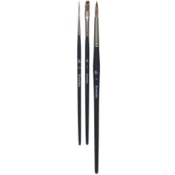 Kreatima Vegan akvarellpenslar 3-pack – rund #6, flat #1/4, script liner #2
