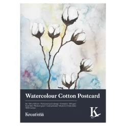 Kreatima Watercolour, vykort för akvarellfärg, 15 st. 100% bomull, 300 g/m²