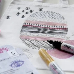 KREUL textil-markers 5-pack Glitter – pennor med textilfärg för ljust & mörkt tyg