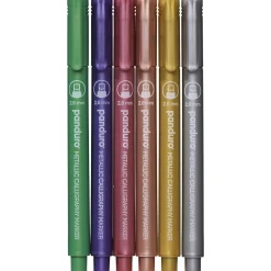 Metallicpennor med kalligrafispetsar 0,5–3 mm skrivbredd, 6-pack