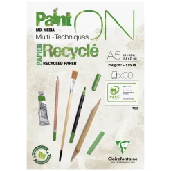 Paint ON Mix Media Multi Techniques Recyclé – kraftigt A5-block / 30 ark tillverkat av återvunnet papper