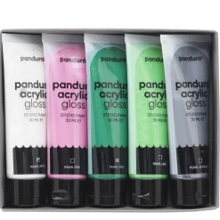 Panduro Acrylic akrylfärg, blanka pärlemorfärger 5×30 ml