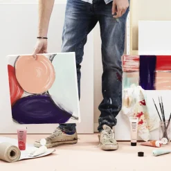 Panduro Acrylic startset – 12 matta akrylfärger, penslar, palett och två målardukar