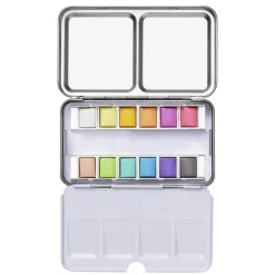 Panduro akvarellfärg set Pastel 12 – starka & livliga akvarellfärger i halvkoppar