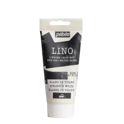 Pebeo Lino Ink 80 ml, vattenbaserad linoleumfärg – Titanium White