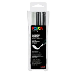 Posca Brush PC-350 3-pack – svart / svart / vit