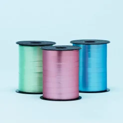 Presentband 200 meter på rulle, 1 cm bred – metallic rosa