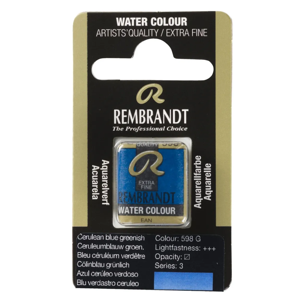 Rembrandt akvarellfärg halvkopp – Cerulean Blue Green 598
