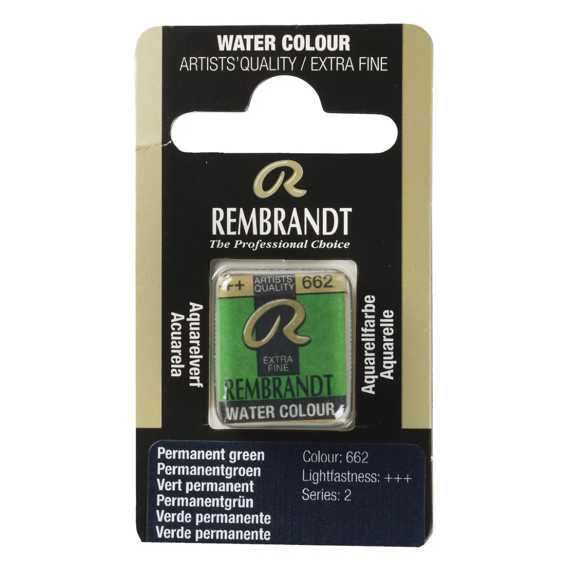 Rembrandt akvarellfärg halvkopp – Permanent Green 662