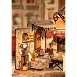 Rolife DIY Corner Bookstore miniatyr diorama – DG164, 250×167×180 mm