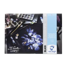 Royal Talens van Gogh Watercolour Paper Pad Noir – A4-akvarellblock med 12 svarta ark / 360 GSM