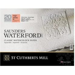 Saunders Waterford High White hellimmat akvarellblock GS, HP – 41×31 cm, 20 ark, 300g/m²