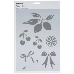 Schablon A4, stencil med frukter & rosetter