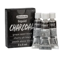 Schmincke Liquid Charcoal, ritkol på tub, 3×5 ml – perfekt för att testa!