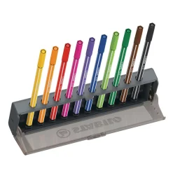 Stabilo Pen 68 Click Set 10-pack, fineliners med 1 mm spets i ett praktiskt pennskrin