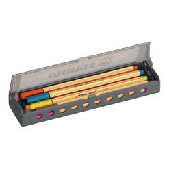 Stabilo Pen 68 Click Set 10-pack, fineliners med 0,4 mm spets i ett praktiskt pennskrin