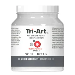 Tri-Art Gel Medium Gloss 500 ml, blankt gelbaserat förtjockningsmedel för akrylfärg
