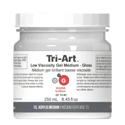 Tri-Art Low Viscosity Gel Gloss 250 ml, blankt gelbaserat förtunningsmedel för akrylfärg