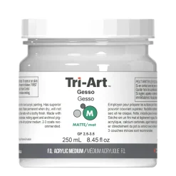 Tri-Art Medium Gesso 250 ml, vit grundering för akrylfärg