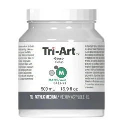 Tri-Art Medium Gesso 500 ml, vit grundering för akrylfärg