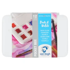 van Gogh akvarellfärger i set – 12 halvkoppar – Pink Violet