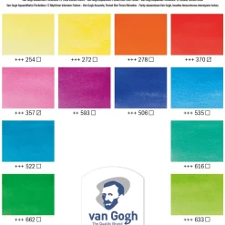 van Gogh akvarellfärger i set – 12 halvkoppar – Vibrant