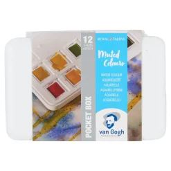 van Gogh akvarellfärger i set – 12 halvkoppar – Muted