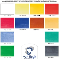 van Gogh akvarellfärger i set – 12x10 ml basfärger