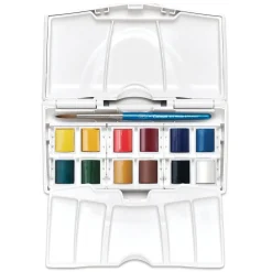Winsor & Newton Cotman Brush Pocket Palette Set, 12 halvkoppar + pensel