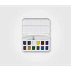 Winsor & Newton Cotman Brush Pocket Set, 12 halvkoppar + vattenpensel