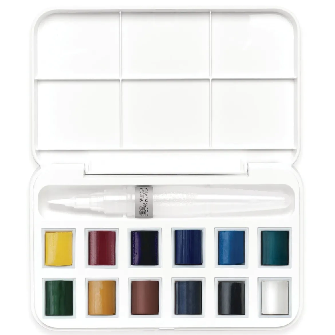 Winsor & Newton Cotman Brush Pocket Set, 12 halvkoppar + vattenpensel