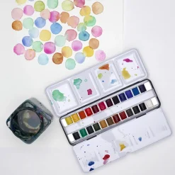 Winsor & Newton Cotman Sketch Box, akvarellfärg , 24 halvkoppar i metalletui
